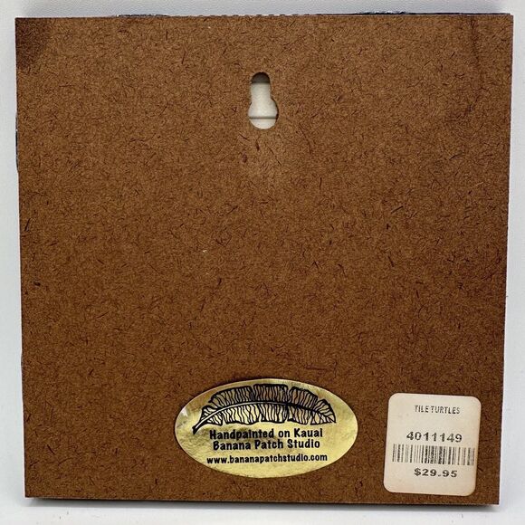 Pacific Blue Tile Trivet Colorful Sea Turtles Hand Painted Hanging Home Decor 6” - Picture 3 of 4